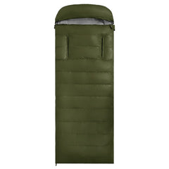 210 cm long semi-rectangular sleeping bag showing recommended height for adult campers