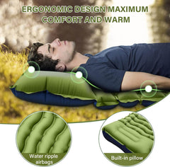 Camping Inflatable Sleeping Pad with Pillow Built-in Foot Pump
