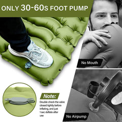 Camping Inflatable Sleeping Pad with Pillow Built-in Foot Pump