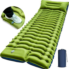 Camping Inflatable Sleeping Pad with Pillow Built-in Foot Pump