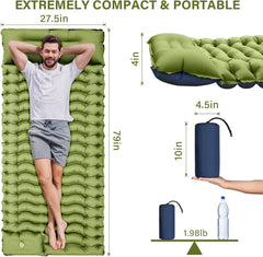 Camping Inflatable Sleeping Pad with Pillow Built-in Foot Pump