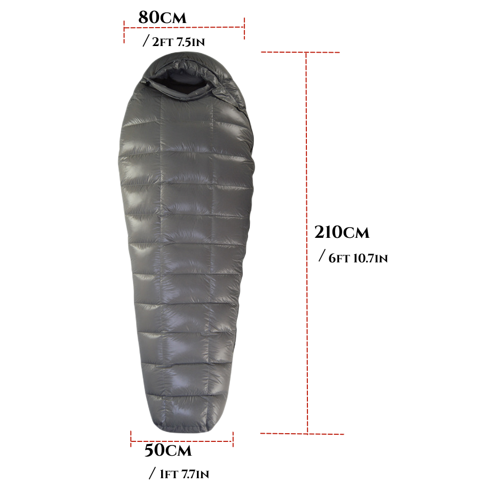 Winter Goose Down Sleeping Bag with Comfort Rating (-13℉ to 41℉) -Ultralight, Waterproof & Compressible